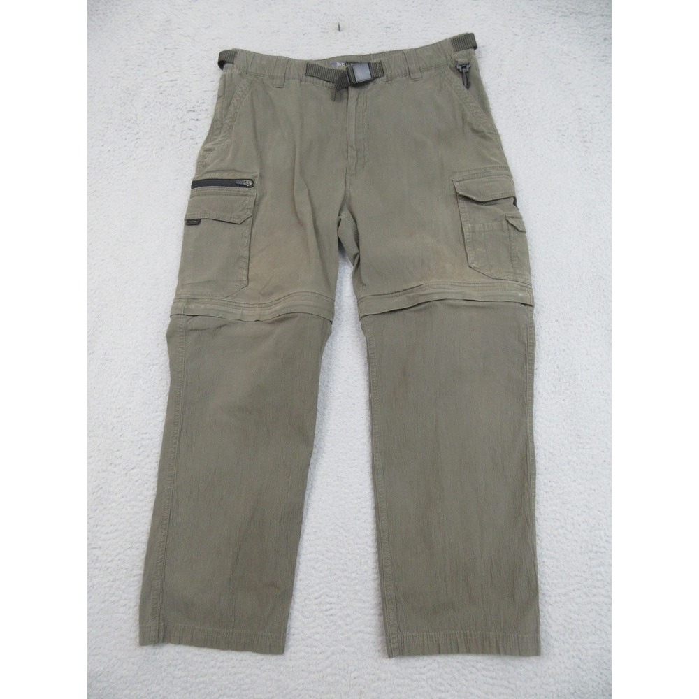 BC Clothing Cargo Convertible Pants Men 34x30 Green Zip Off Hiking Gorpcore Belt
